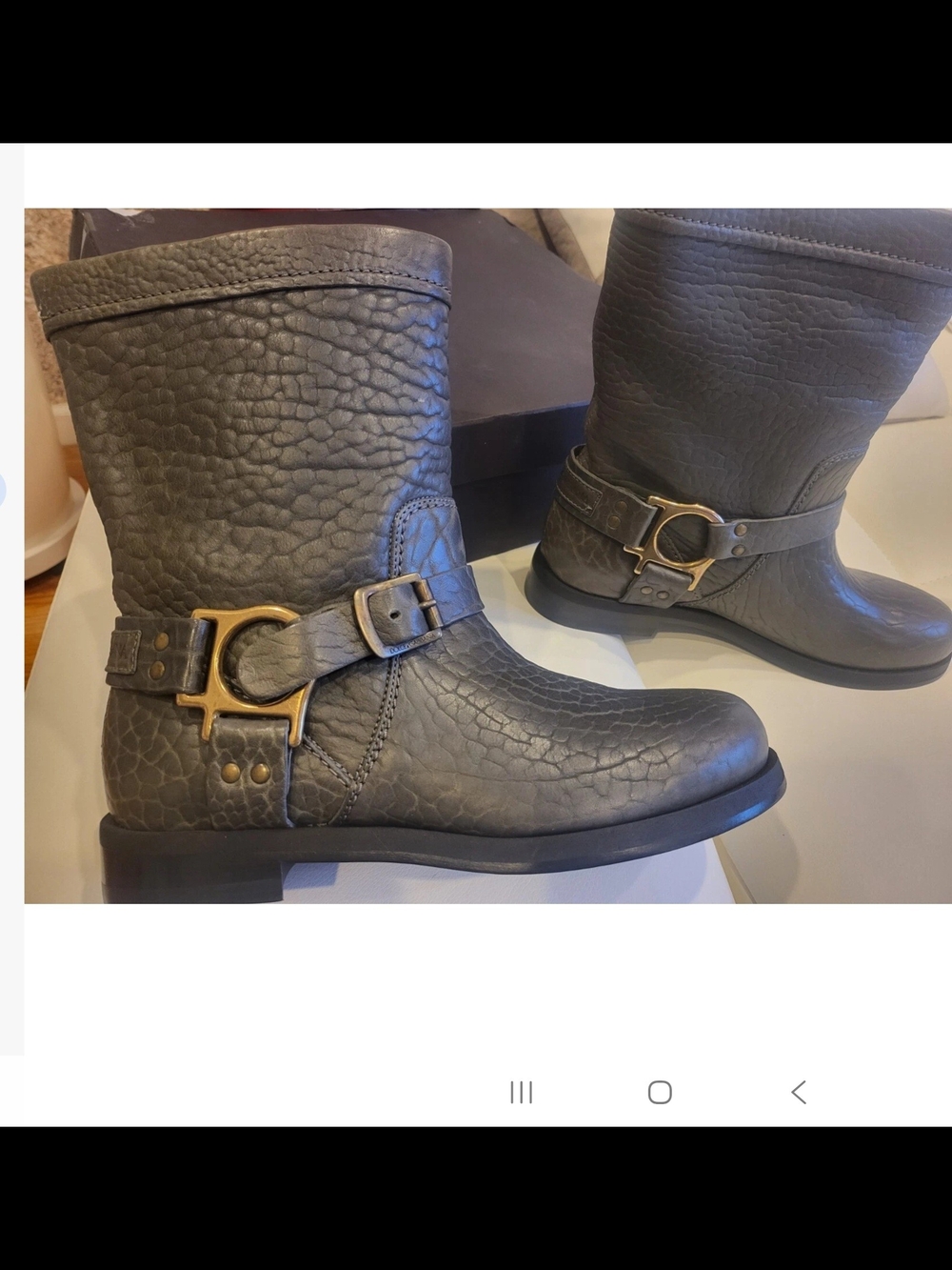 DOLCE & GABBANA Women' LEATHER BUCKLE BIKER BOOTS SIZE 41 US 10.5 MADE IN ITALY